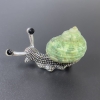 بروش-قلادة حلزون بلون أخضر معدن فضي 53×26mm+- زركون أسود