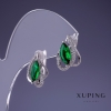 أقراط Xuping زركون زمرد أخضر 12x16mm روديوم